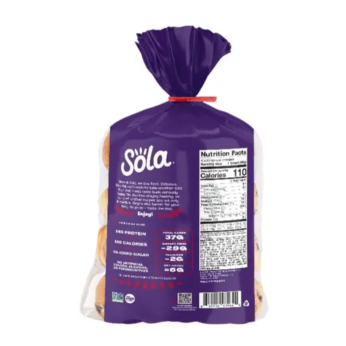 Sola Bread Cinnamon & Raisin Soft Bagels, Non-GMO, 12 oz, 4 Count thumbnail 2