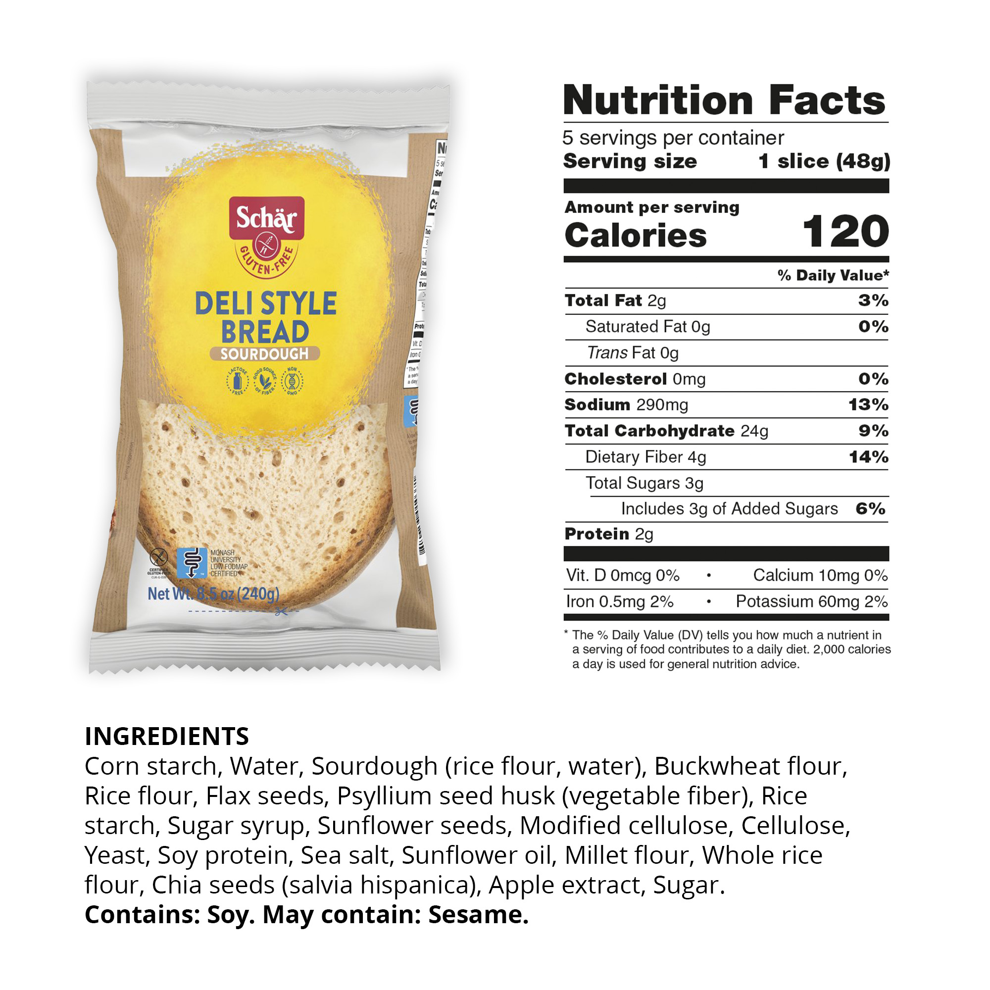 Schar Gluten Free Deli Style Sourdough Bread, 8.5 oz thumbnail 4
