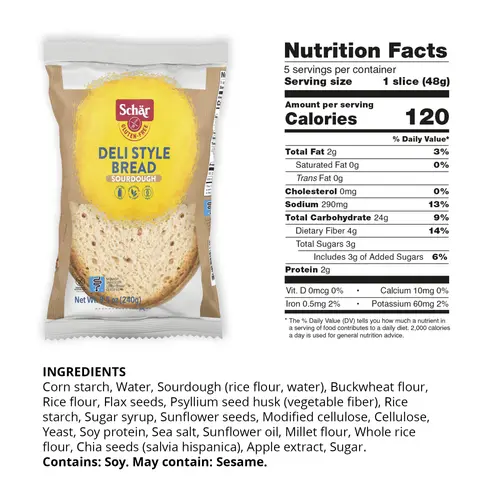 Schar Gluten Free Deli Style Sourdough Bread, 8.5 oz thumbnail 4