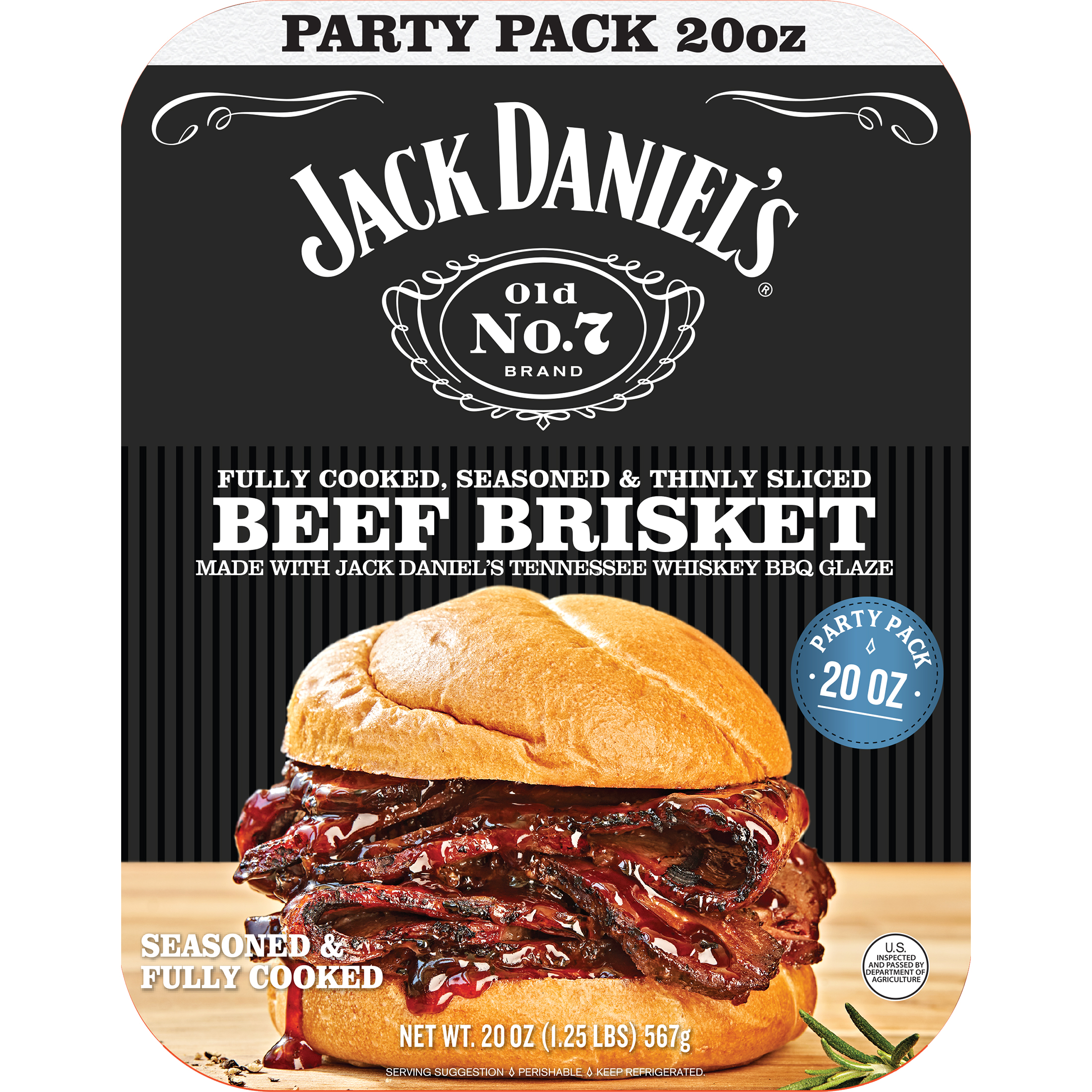 Jack Daniel's Seasoned Beef Brisket, Fully Cooked, Ready to Heat, 16 oz Tray (Refrigerated)