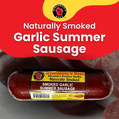 Wisconsin's Best - Garlic Smoked Summer Sausage, 12 oz | Shelf Stable, Keto Friendly, High Protein, Low Sugar, Low Carb | Summer thumbnail 2
