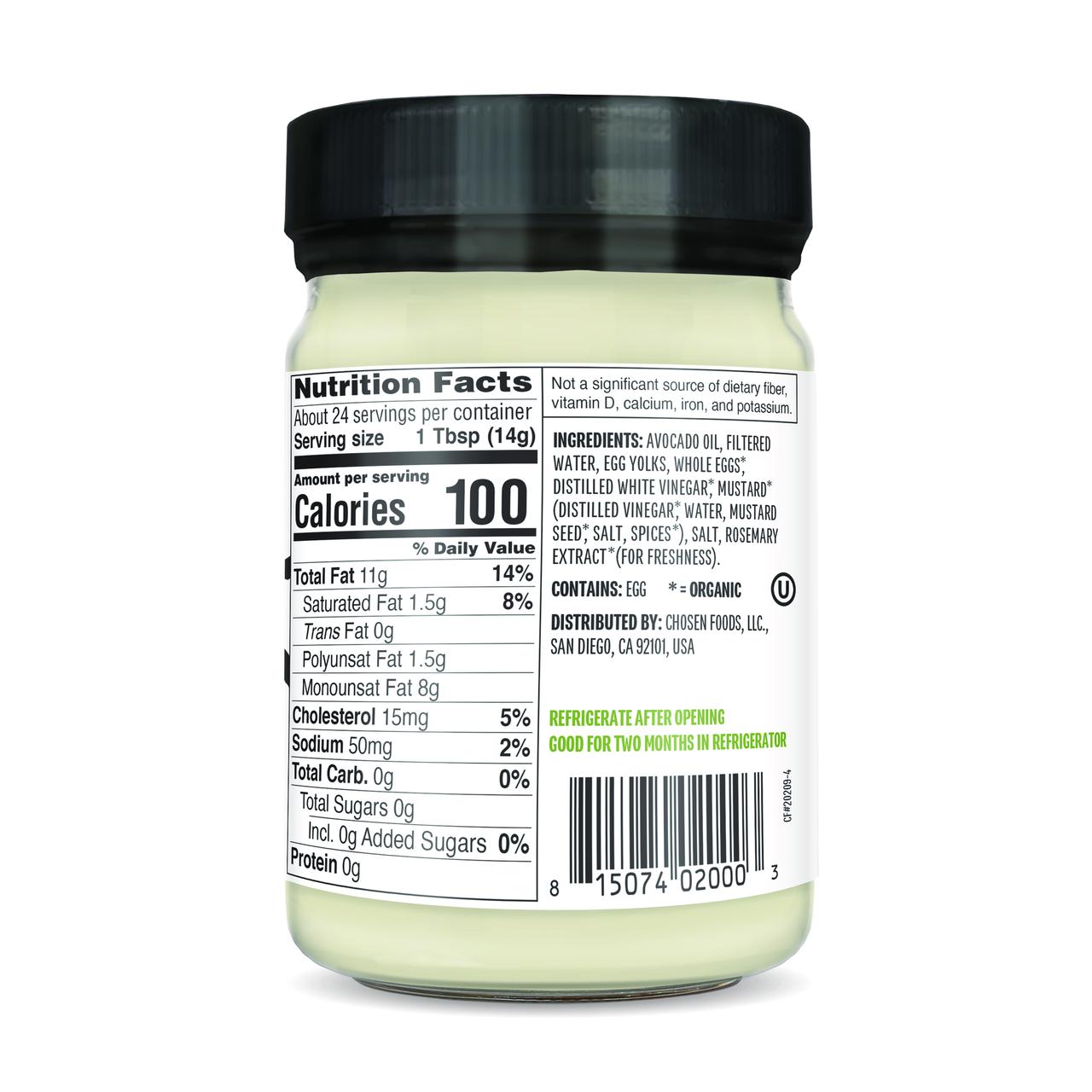 Chosen Foods 100% Pure Avocado Oil Classic Mayo 12 oz thumbnail 4