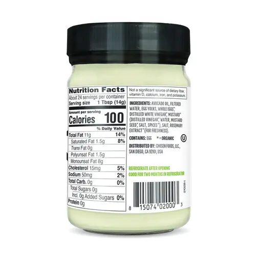 Chosen Foods 100% Pure Avocado Oil Classic Mayo 12 oz thumbnail 4