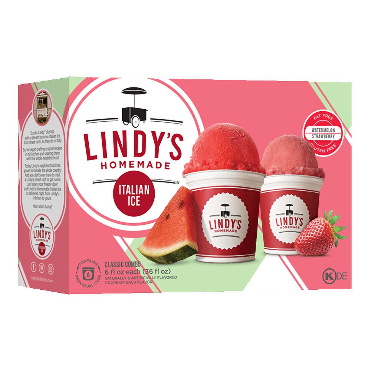 Lindy's Watermelon & Strawberry Frozen Italian Ice. Fluffy, Gluten Free, 6 Count Cups, 6 fl oz thumbnail 4