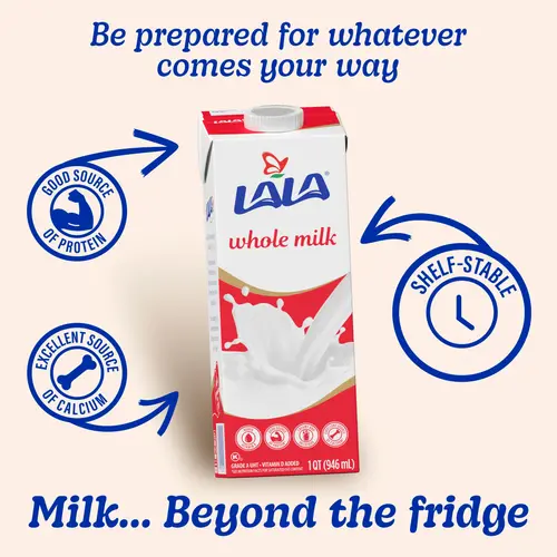 LALA Whole Milk UHT Shelf-Stable, Unflavored, 32 oz Box thumbnail 4