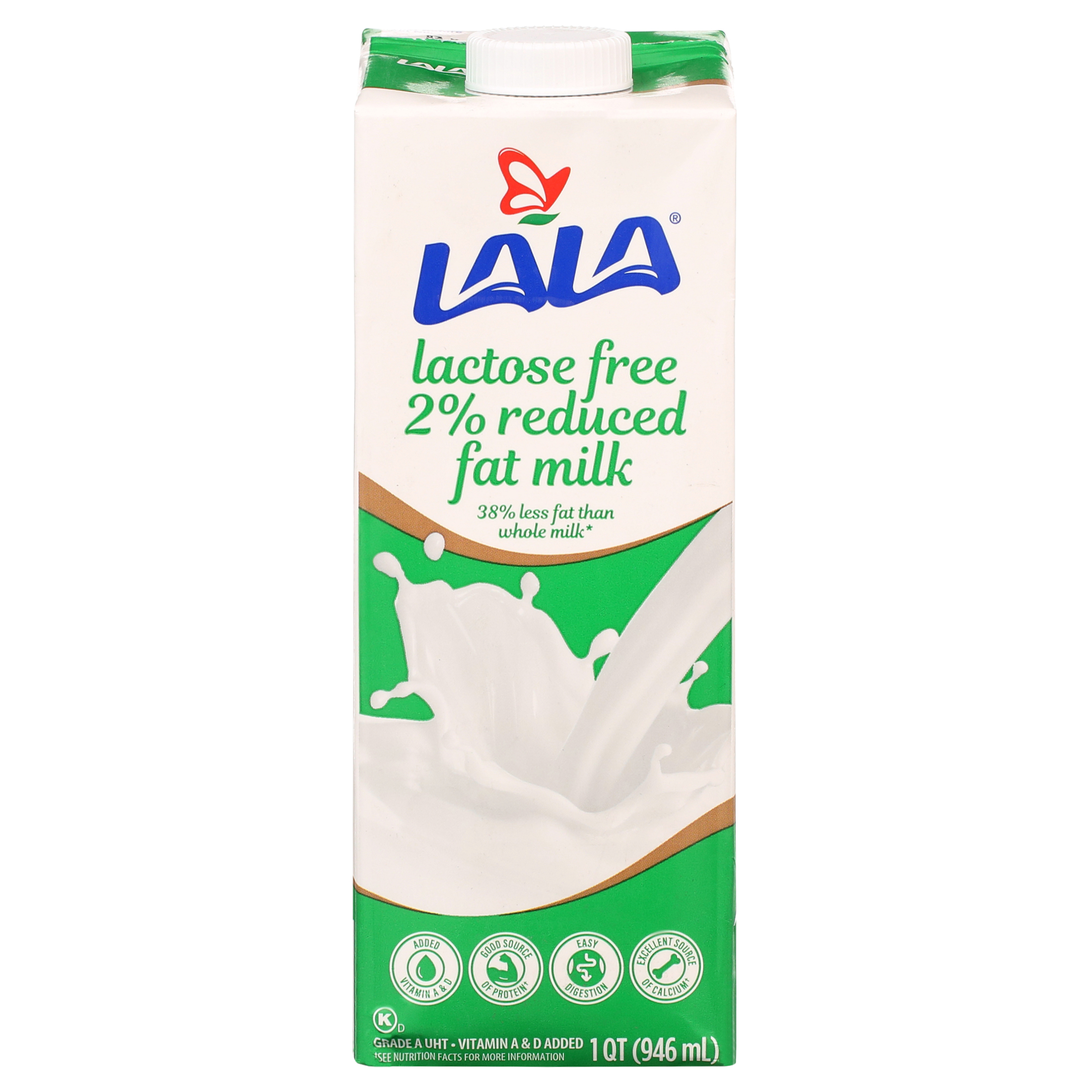 LALA Ultra-Pasteurized Lactose Free Reduced Fat Milk, 32-oz