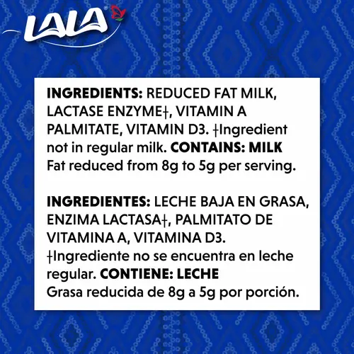 LALA Ultra-Pasteurized Lactose Free Reduced Fat Milk, 32-oz thumbnail 4