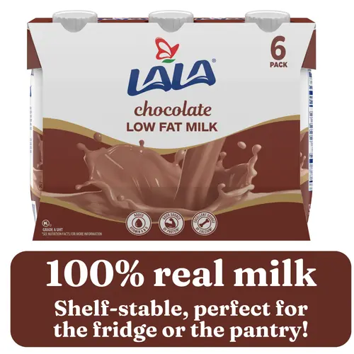 LALA Low Fat Shelf-Stable Milk Drink, Chocolate, 8.25 oz Carton Container (6 Ct)