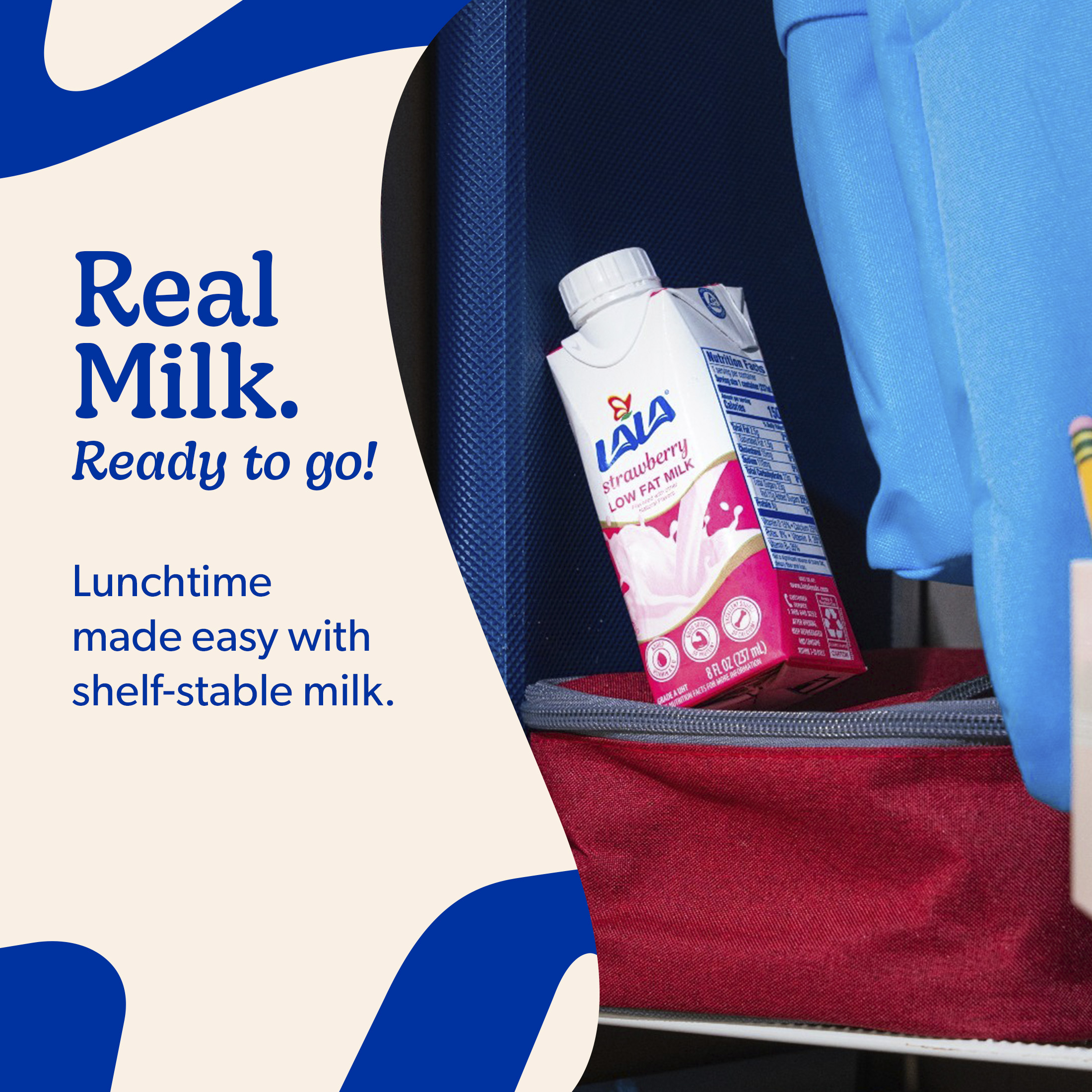 LALA Low Fat Shelf-Stable UHT Milk Drink, Strawberry, 8.25 oz Carton Container (6 Ct) thumbnail 4
