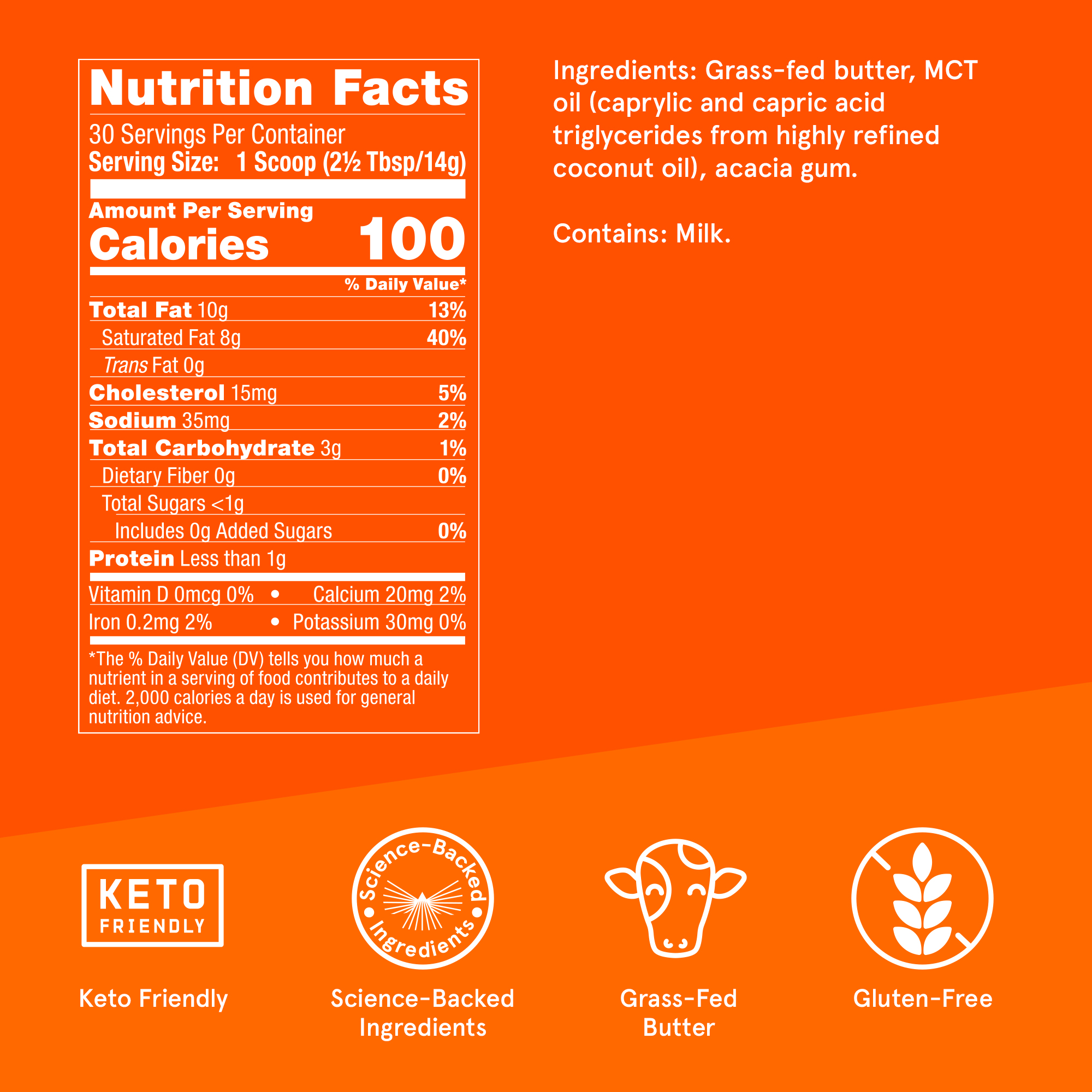 Bulletproof Original Creamer, 14.8 Ounces, Keto Coffee Creamer with MCT Oil and Grass-Fed Butter, Supports Brain Function, Zero  thumbnail 2