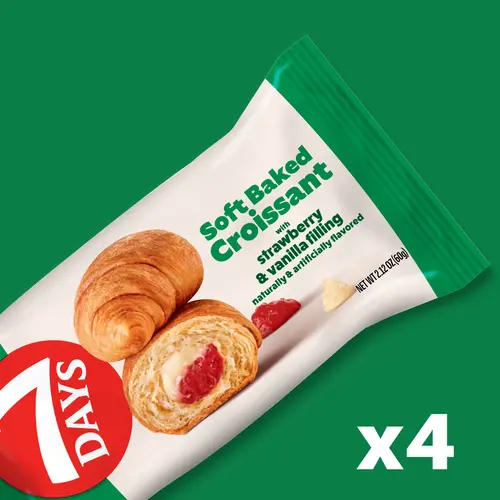 7Days Soft Croissant, Strawberry Vanilla (4 Pack), On The Go Breakfast, Individually Wrapped (2.12oz, Pack of 4) thumbnail 2