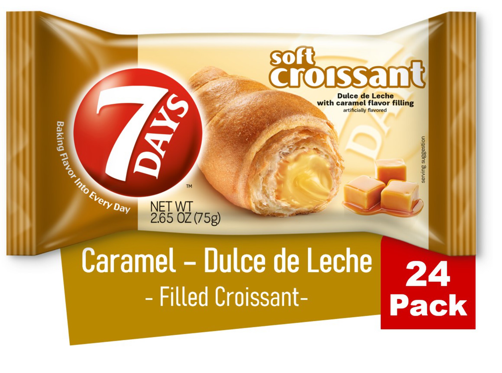 7Days Soft Croissant, Caramel Croissant, Non-GMO (Pack of 24)