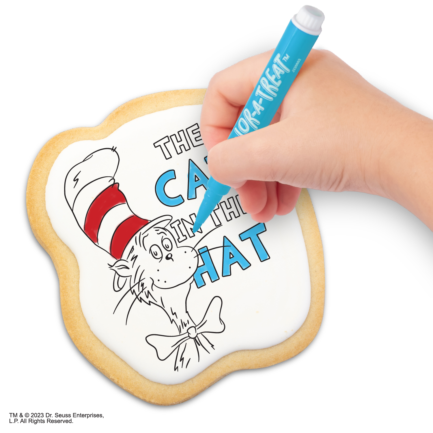 Dr. Seuss Cat in the Hat Cookie Coloring Kit by Color-a-Treat, 12 oz, Includes 6 Baked Sugar Cookies and 4 Food Coloring Markers thumbnail 3