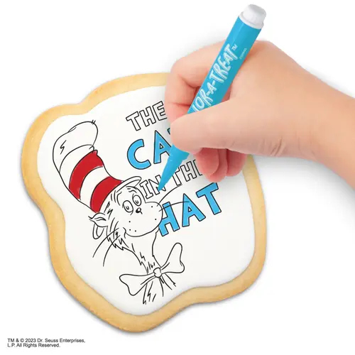 Dr. Seuss Cat in the Hat Cookie Coloring Kit by Color-a-Treat, 12 oz, Includes 6 Baked Sugar Cookies and 4 Food Coloring Markers thumbnail 3