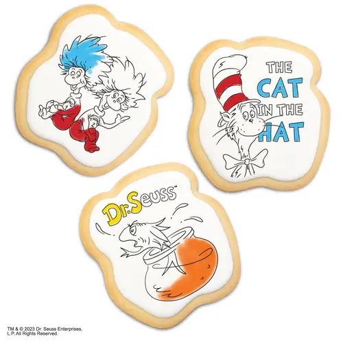 Dr. Seuss Cat in the Hat Cookie Coloring Kit by Color-a-Treat, 12 oz, Includes 6 Baked Sugar Cookies and 4 Food Coloring Markers thumbnail 4