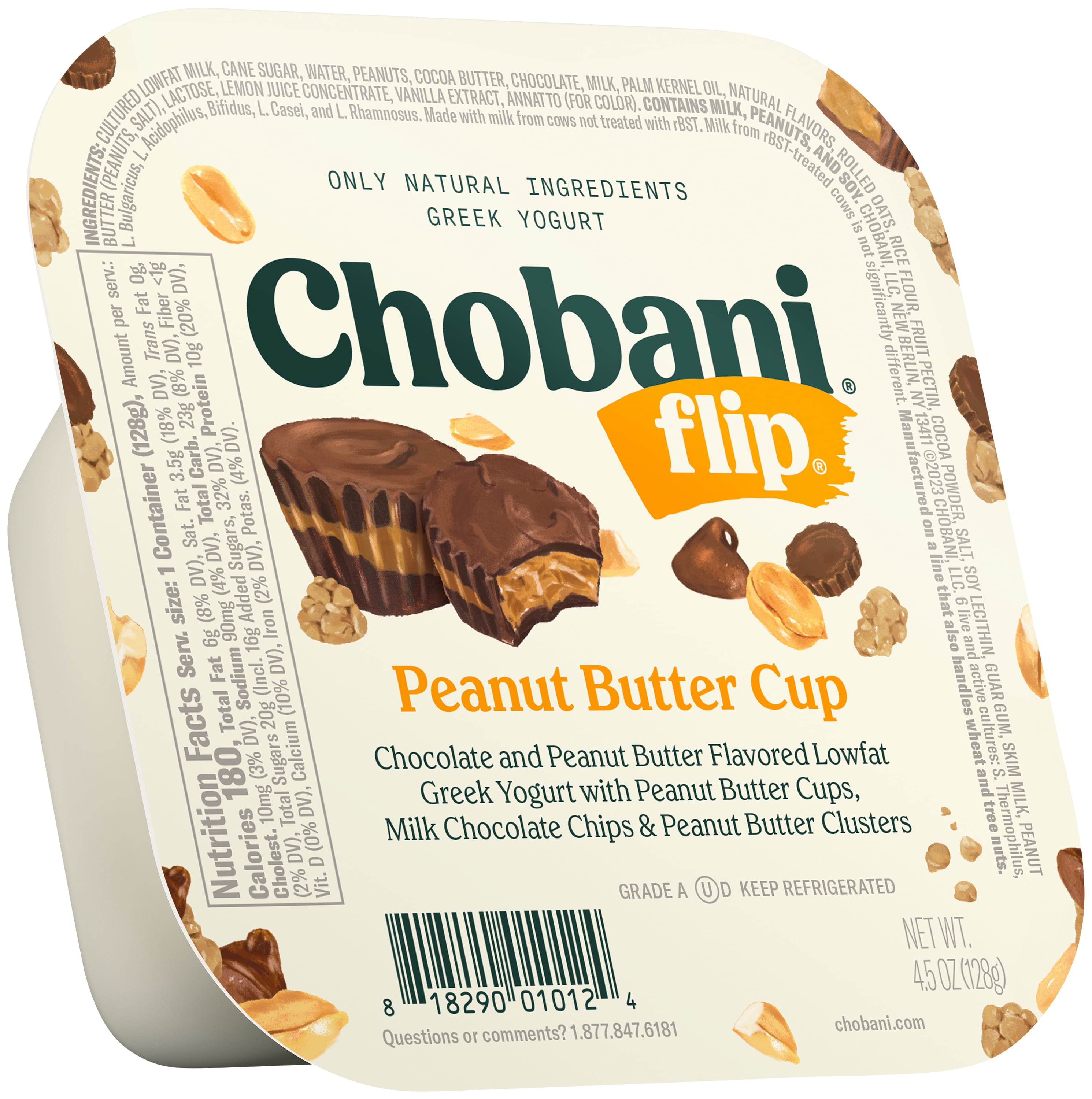Chobani Flip Low-Fat Greek Yogurt Peanut Butter Cup 4.5 oz Cup thumbnail 2