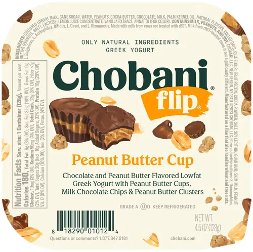 Chobani Flip Low-Fat Greek Yogurt Peanut Butter Cup 4.5 oz Cup thumbnail 3