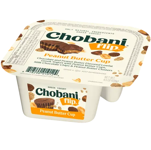 Chobani Flip Low-Fat Greek Yogurt Peanut Butter Cup 4.5 oz Cup thumbnail 4