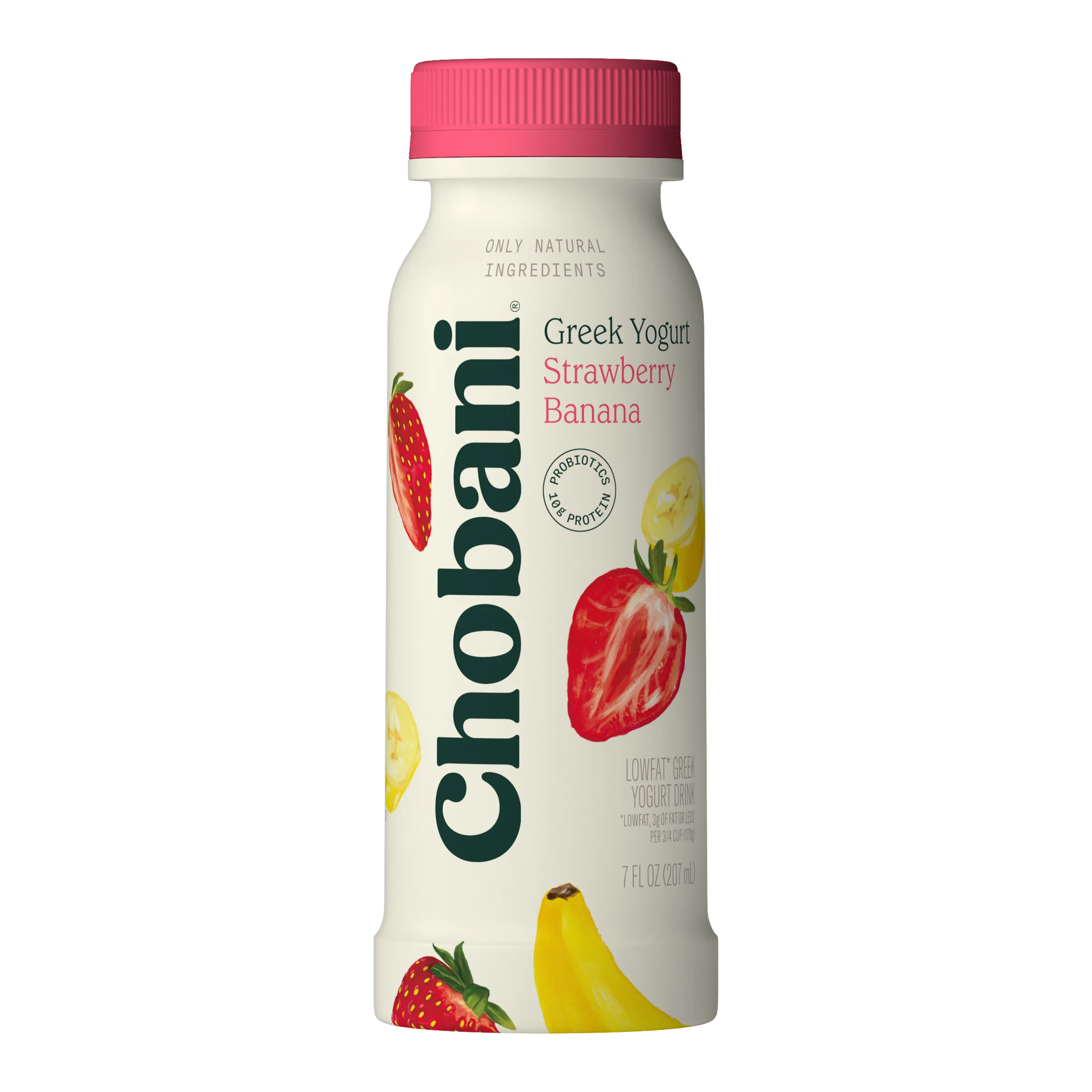 Chobani Low-Fat Greek Yogurt Drink Strawberry Banana 7 fl oz Bottle