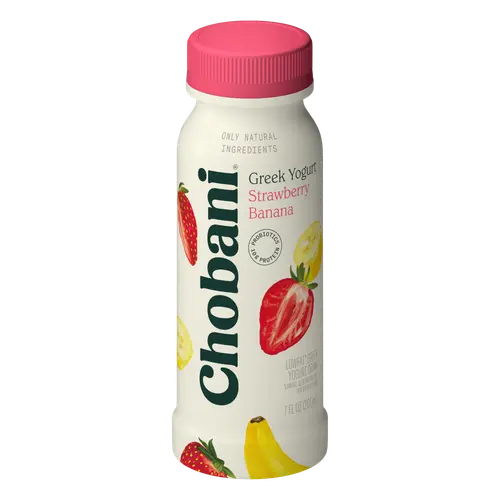 Chobani Low-Fat Greek Yogurt Drink Strawberry Banana 7 fl oz Bottle thumbnail 2