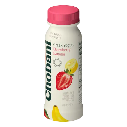Chobani Low-Fat Greek Yogurt Drink Strawberry Banana 7 fl oz Bottle thumbnail 3