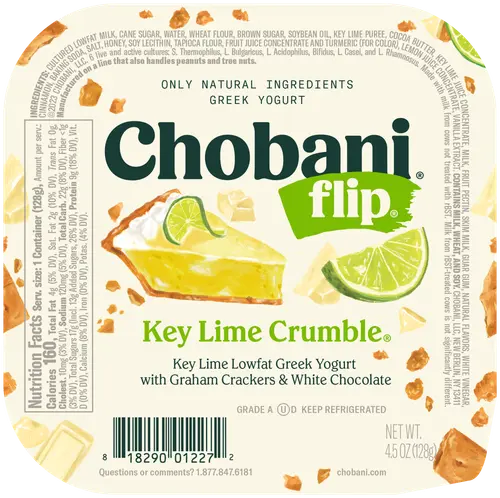 Chobani Flip Low-Fat Greek Yogurt Key Lime Crumble 4.5 oz Cup thumbnail 3