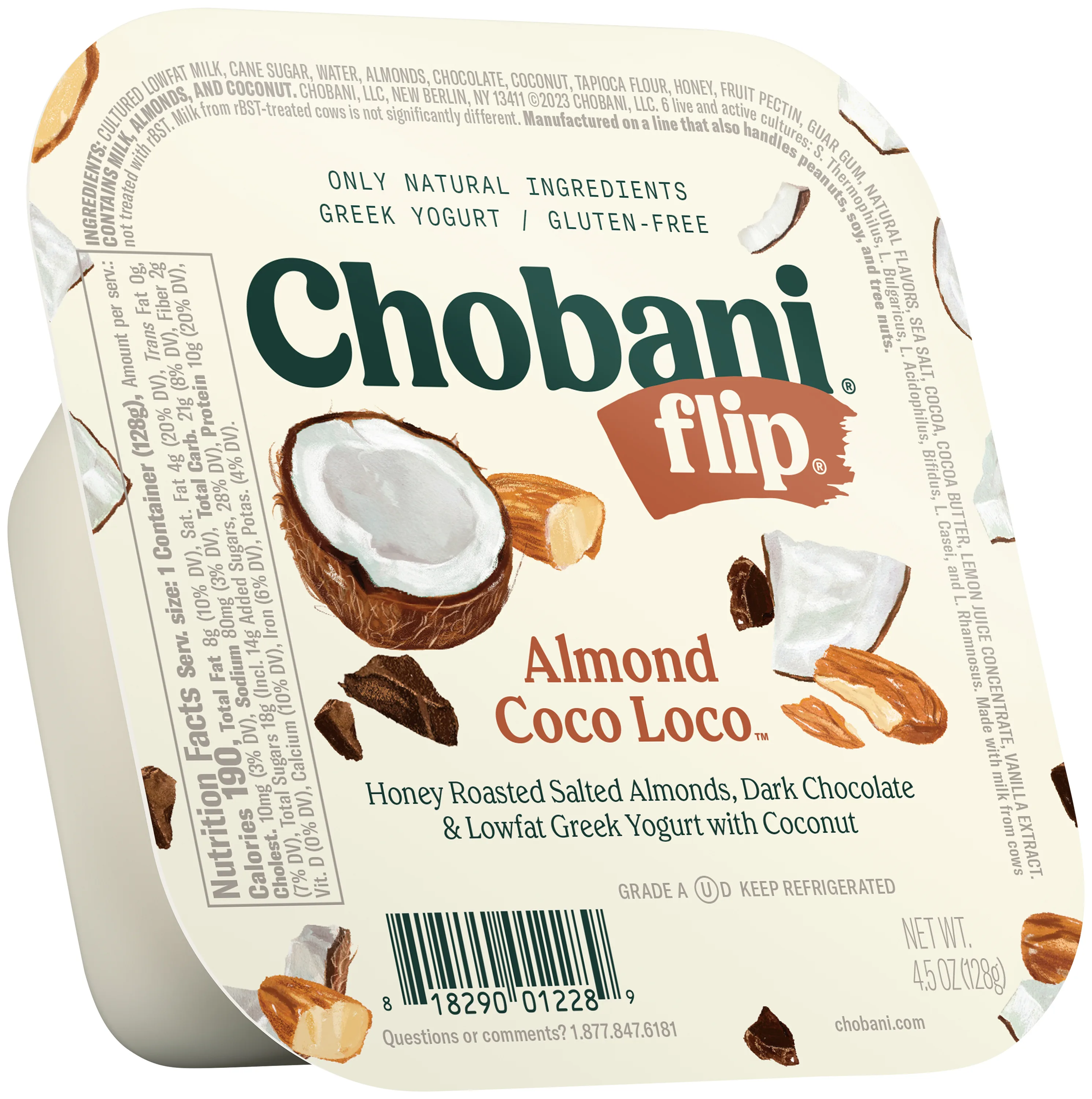 Chobani Flip Low-Fat Greek Yogurt Almond Coco Loco 4.5 oz Cup