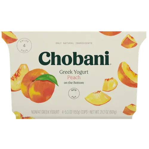 Chobani Non-Fat Greek Yogurt Peach On The Bottom 5.3 oz 4PK thumbnail 2