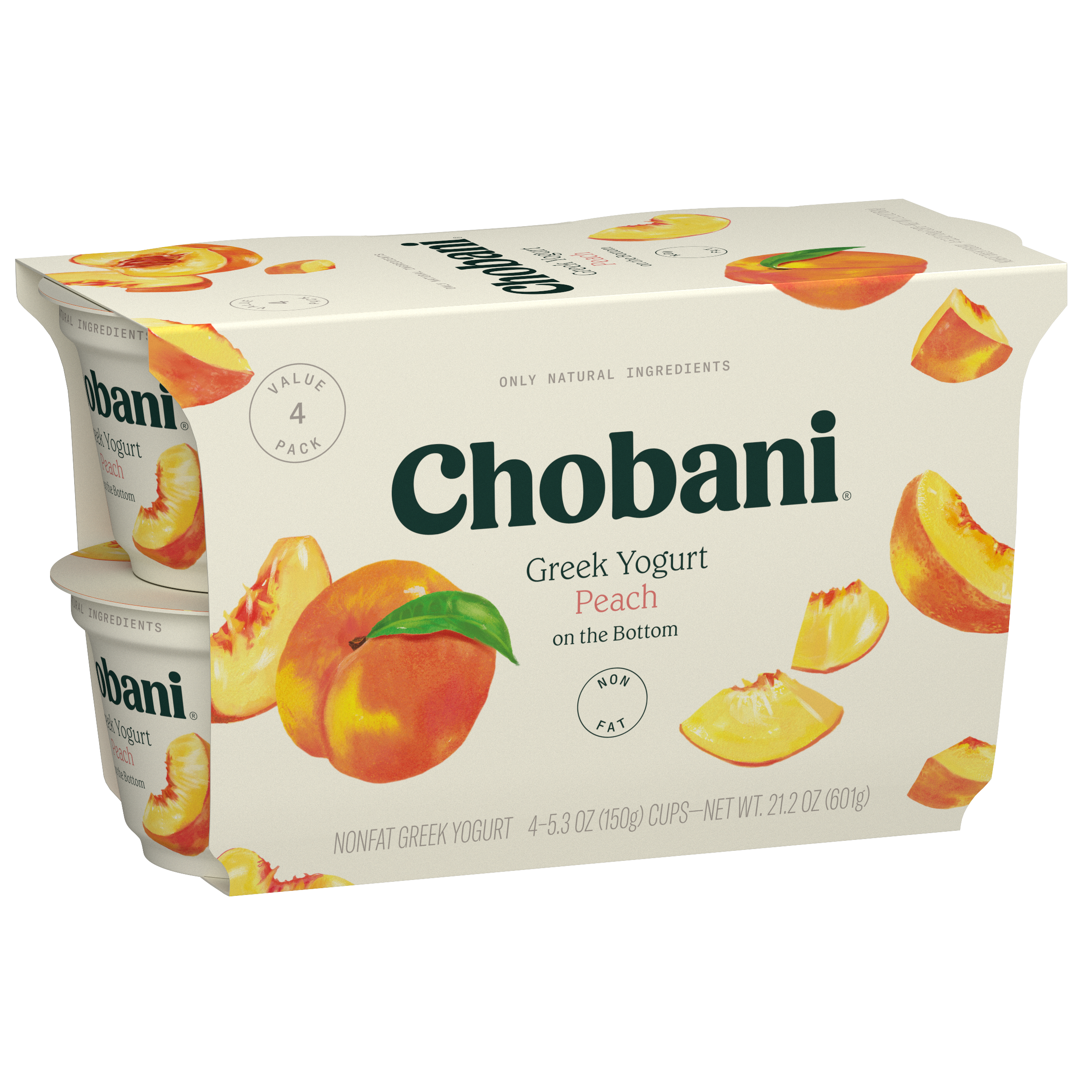 Chobani Non-Fat Greek Yogurt Peach On The Bottom 5.3 oz 4PK thumbnail 4