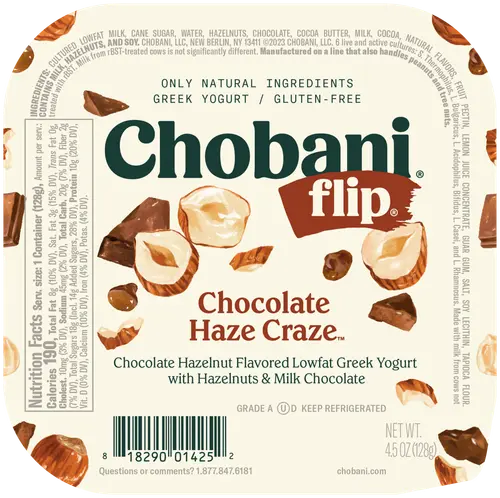 Chobani Flip Low-Fat Greek Yogurt Chocolate Haze Craze 4.5 oz Cup thumbnail 3