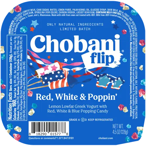 Chobani Flip Low-Fat Greek Yogurt Limited Batch Red, White & Poppin' 4.5oz Cup thumbnail 2