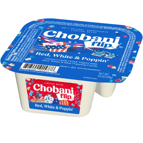 Chobani Flip Low-Fat Greek Yogurt Limited Batch Red, White & Poppin' 4.5oz Cup thumbnail 3