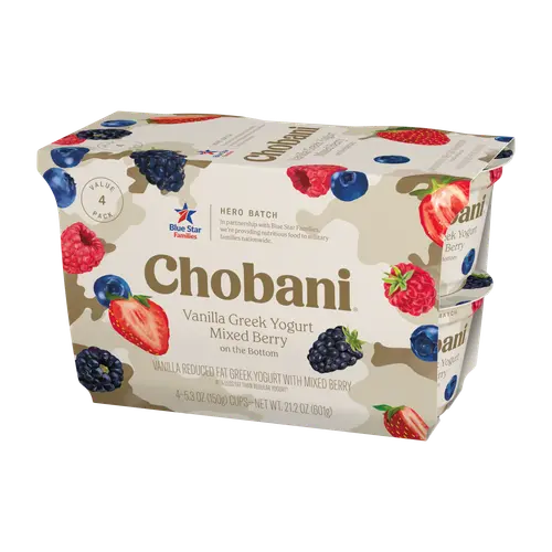 Chobani Low-Fat Vanilla Greek Yogurt Mixed Berry On The Bottom, Hero Batch 5.3oz 4PK thumbnail 4