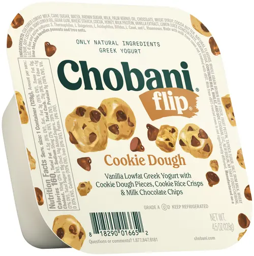 Chobani Flip Low-Fat Greek Yogurt Chocolate Chip Cookie Dough 4.5 oz Cup