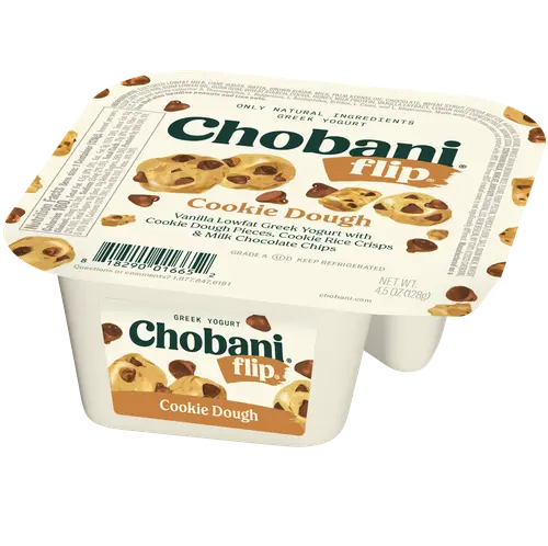 Chobani Flip Low-Fat Greek Yogurt Chocolate Chip Cookie Dough 4.5 oz Cup thumbnail 4
