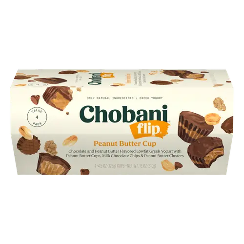 Chobani Flip Low-Fat Greek Yogurt Peanut Butter Cup 4.5 oz 4 Pack