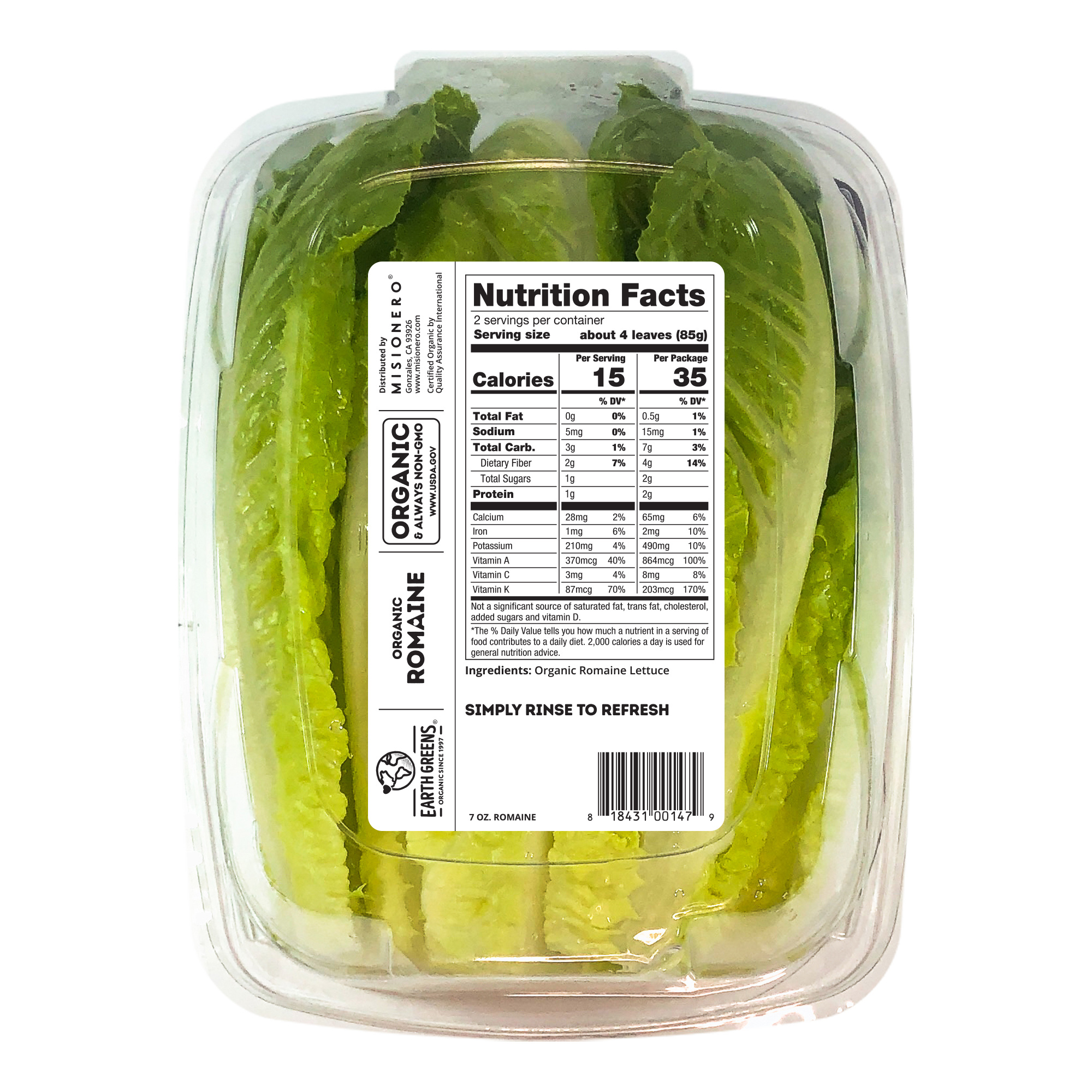 Fresh Earth Greens Organic Romaine, 7 oz thumbnail 2