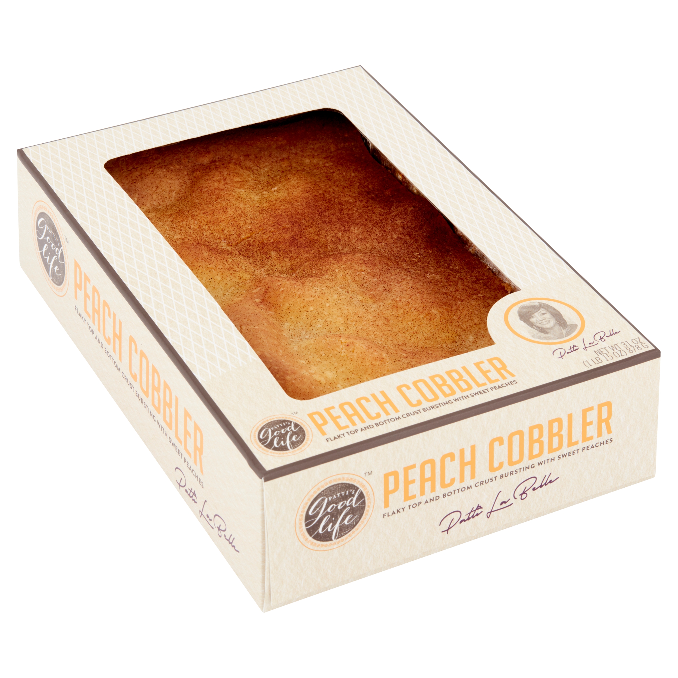 Patti LaBelle's Good Life Peach Cobbler, 31oz, Shelf-Stable, Flaky, Baked