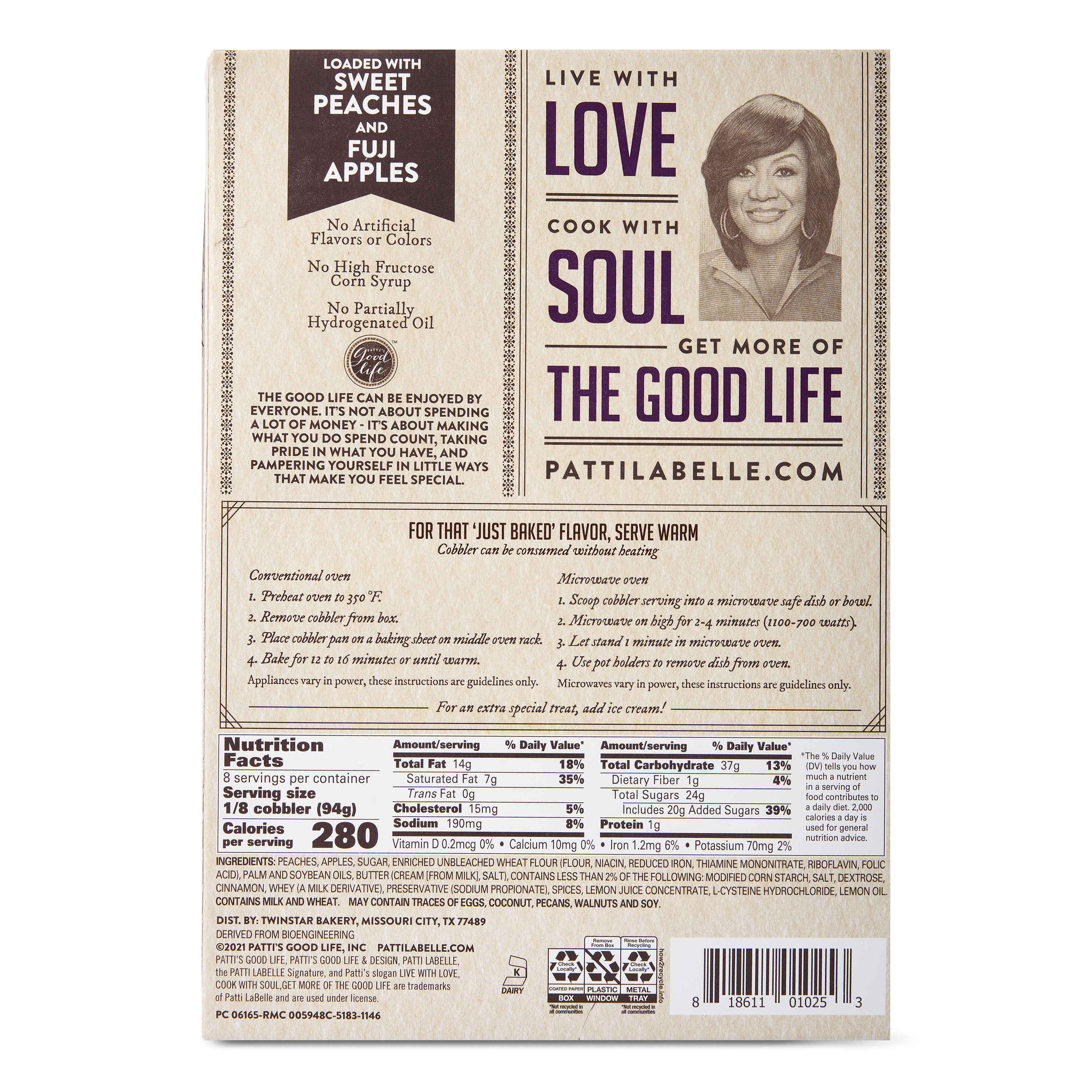 Patti Labelle Peach Apple Cobbler, Ready to Eat, 31oz thumbnail 3