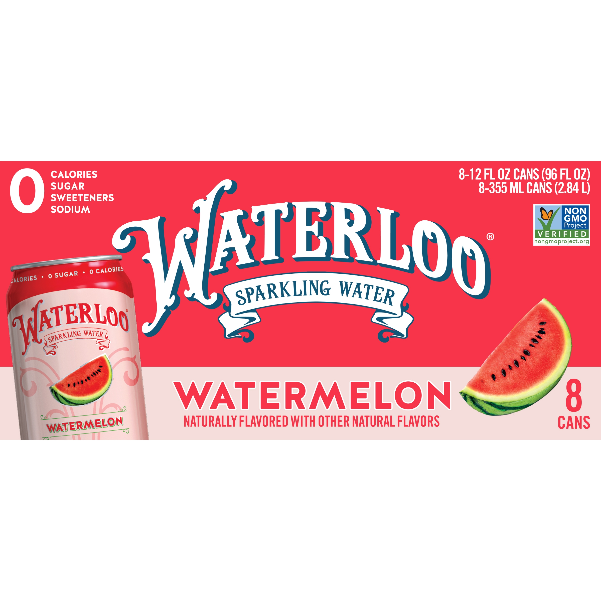 Waterloo Sparkling Water, Watermelon, 12 fl oz, 8 Pack Cans thumbnail 4