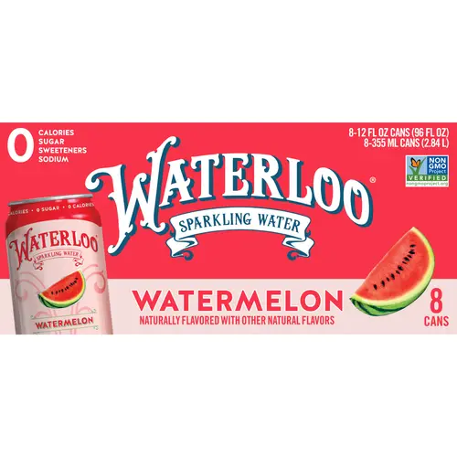 Waterloo Sparkling Water, Watermelon, 12 fl oz, 8 Pack Cans thumbnail 4