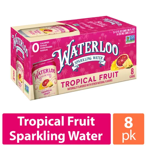 Waterloo Sparkling Water, Tropical Fruit, 12 fl oz, 8 Pack Cans