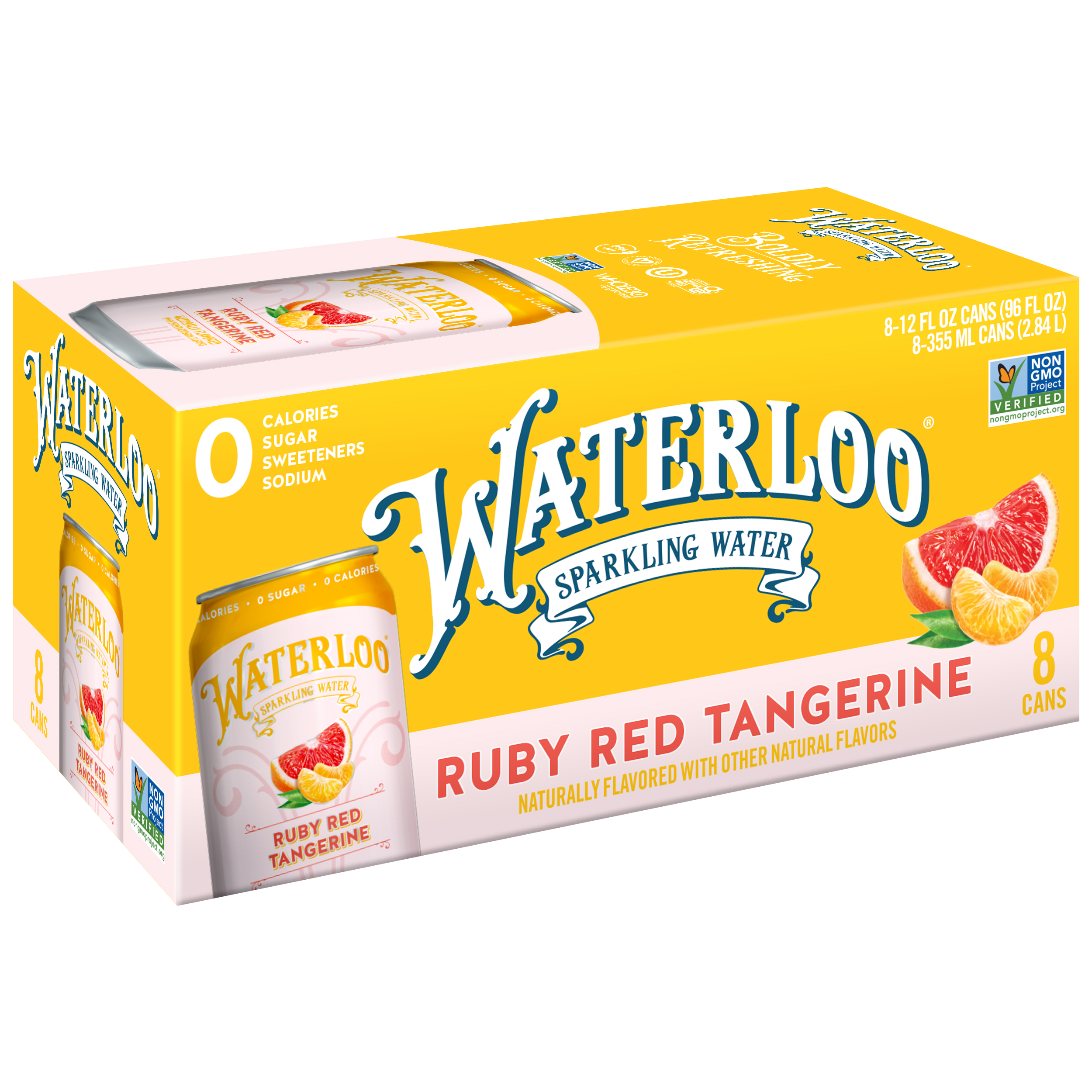 Waterloo Sparkling Water, Ruby Red Tangerine, 12 fl oz, 8 Pack Cans thumbnail 3