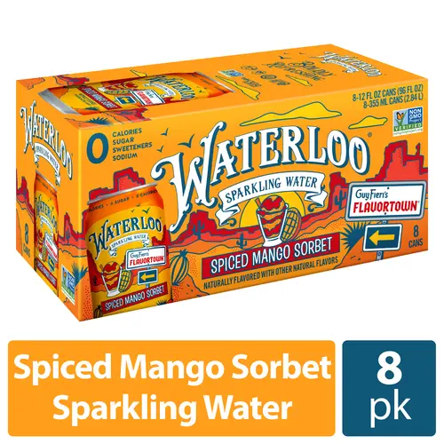Waterloo Sparkling Water, Spiced Mango Sorbet, 12 fl oz, 8 Pack Cans thumbnail 2