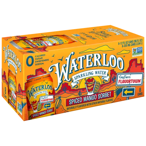 Waterloo Sparkling Water, Spiced Mango Sorbet, 12 fl oz, 8 Pack Cans thumbnail 3
