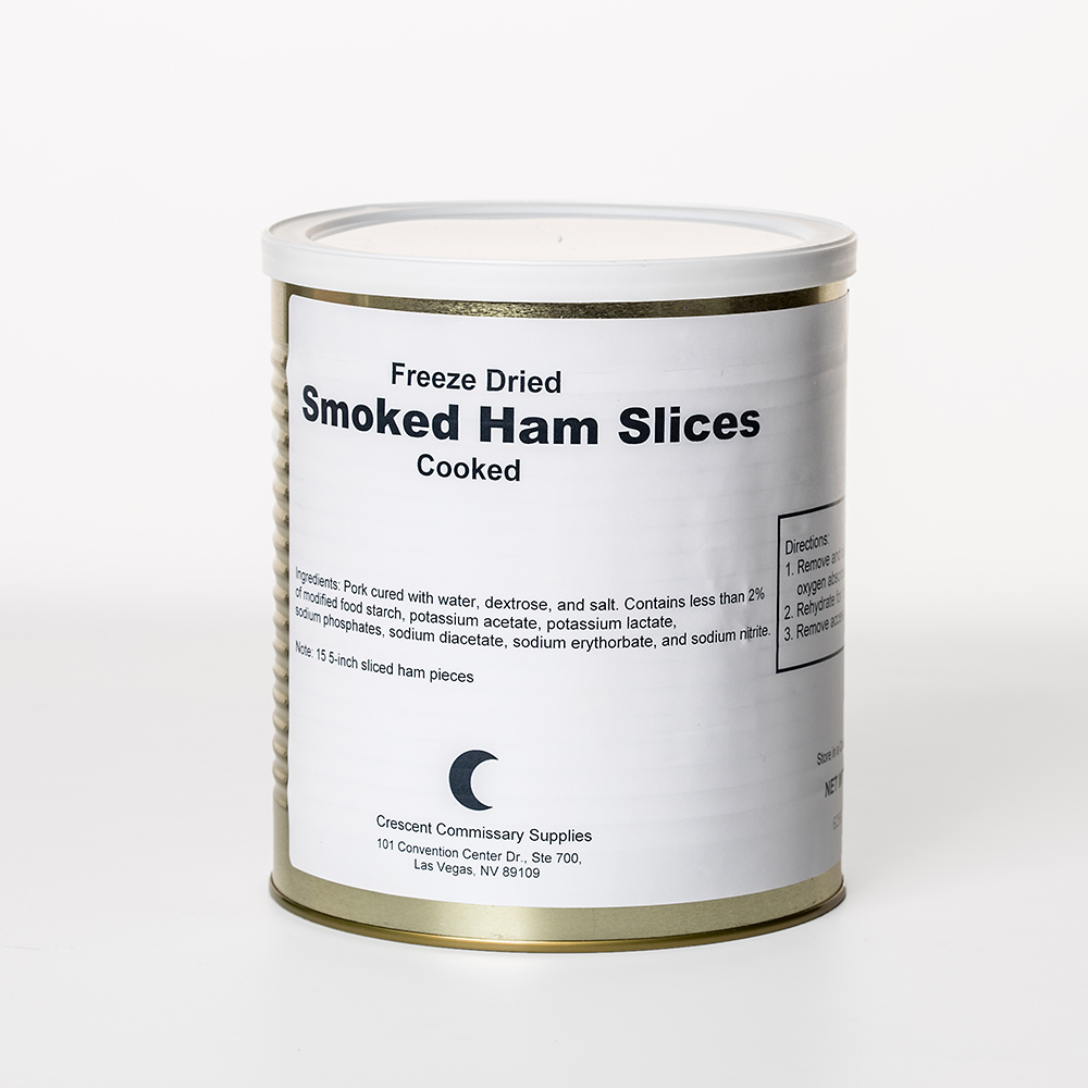 Freeze Dried Smoked Ham Slices 25 Year Shelf Life 1 Gallon Can 15 Slices
