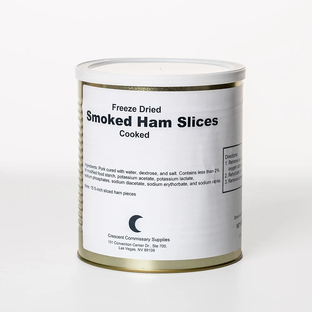 Freeze Dried Smoked Ham Slices 25 Year Shelf Life 1 Gallon Can 15 Slices
