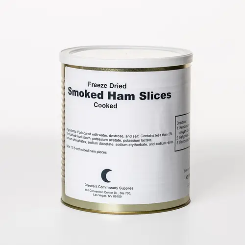 Freeze Dried Smoked Ham Slices 25 Year Shelf Life 1 Gallon Can 15 Slices