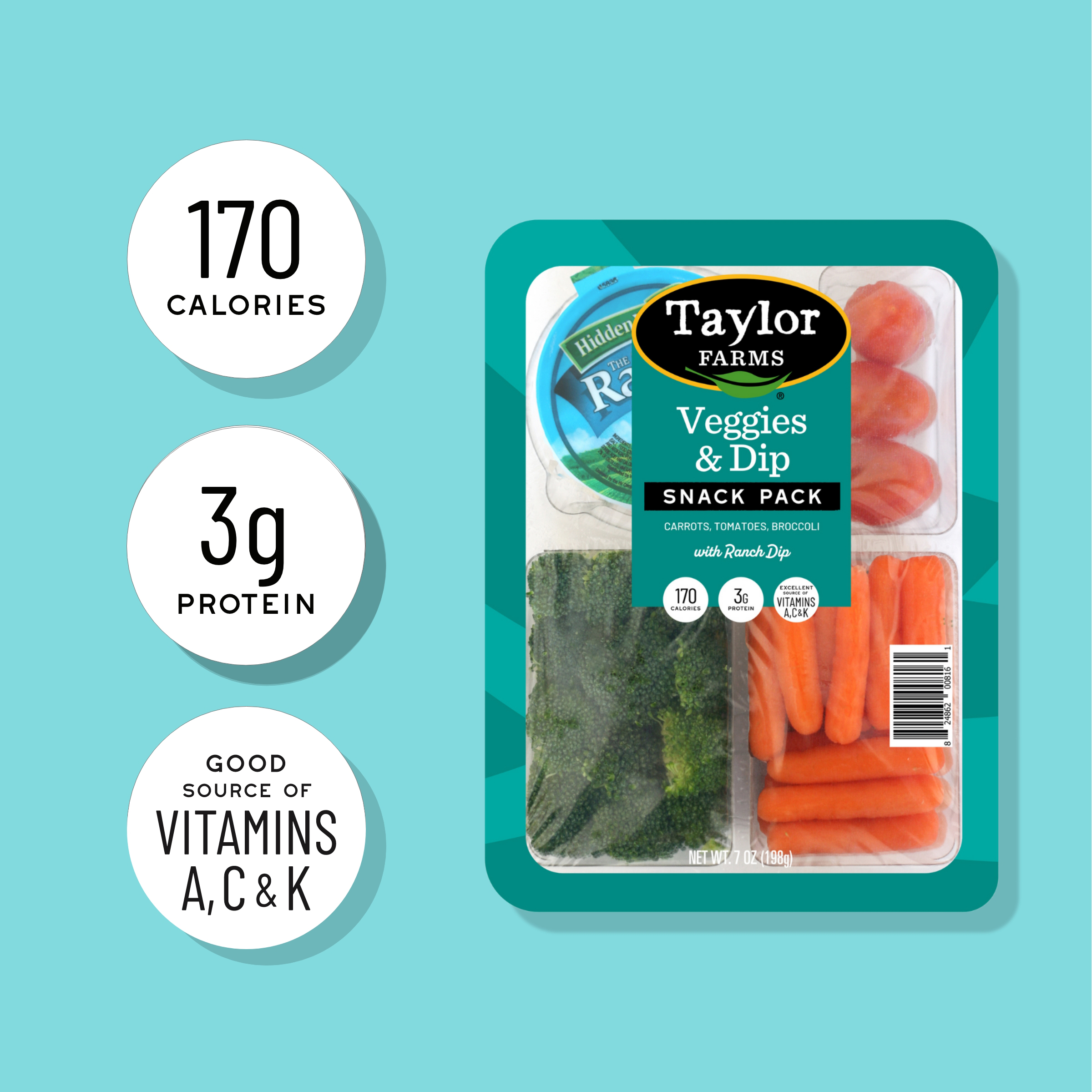 Taylor Farms Veggies & Dip Snack Pack, 7 oz Tray thumbnail 2