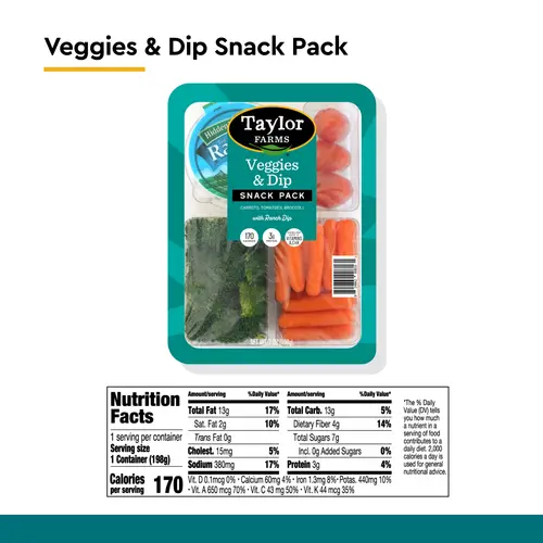 Taylor Farms Veggies & Dip Snack Pack, 7 oz Tray thumbnail 3